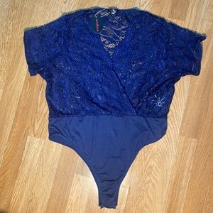 Avidlove Lace Short Sleeve Bodysuit Sexy Deep V Snap Crotch Leotard Top XXXL